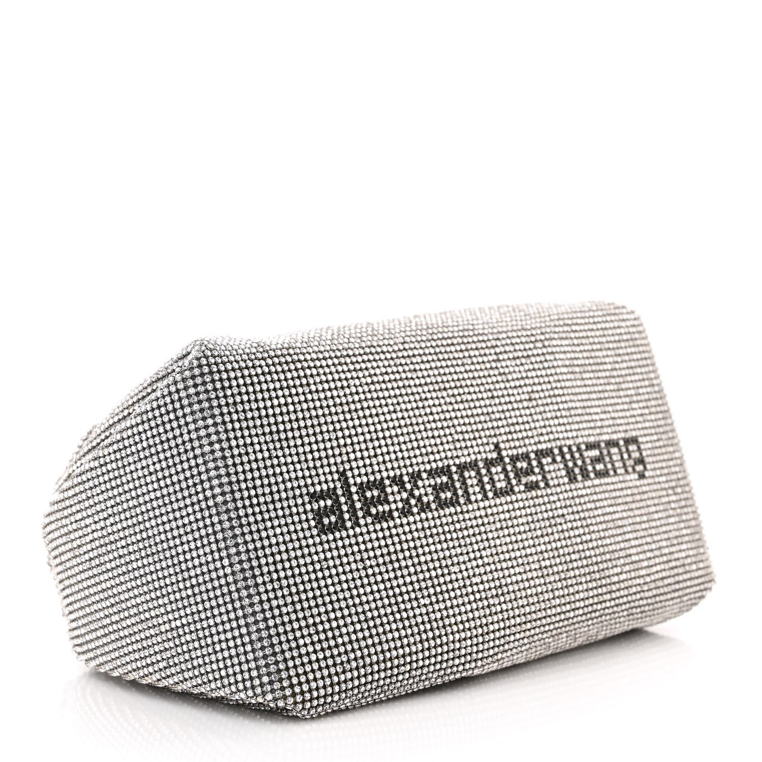 Alexander Wang Mesh Crystal Rhinestone Mini Scrunchie Clutch Black Silver 4 of 10