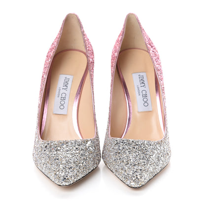 Jimmy Choo Coarse Glitter Degrade Romy 100 Pumps 38.5 Silver Pink 2 of 7