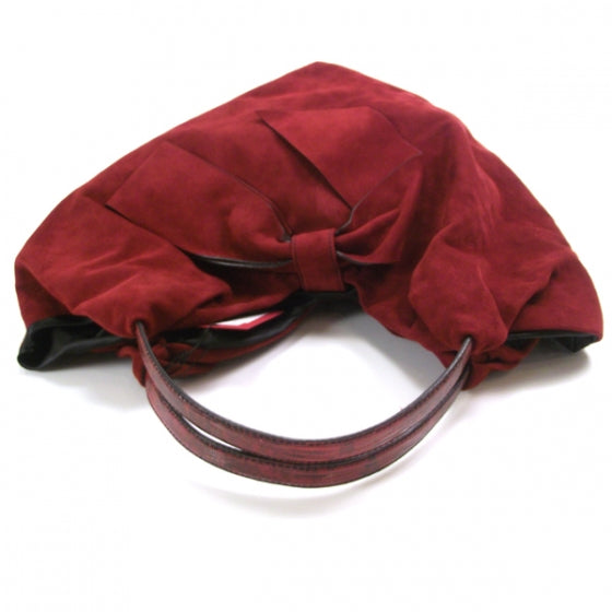 Valentino Garavani Suede Lizard 360 Bow Hobo Red 5 of 11
