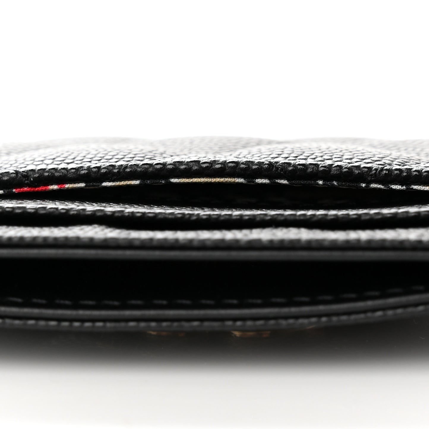 Caviar Quilted Striated Card Holder Black