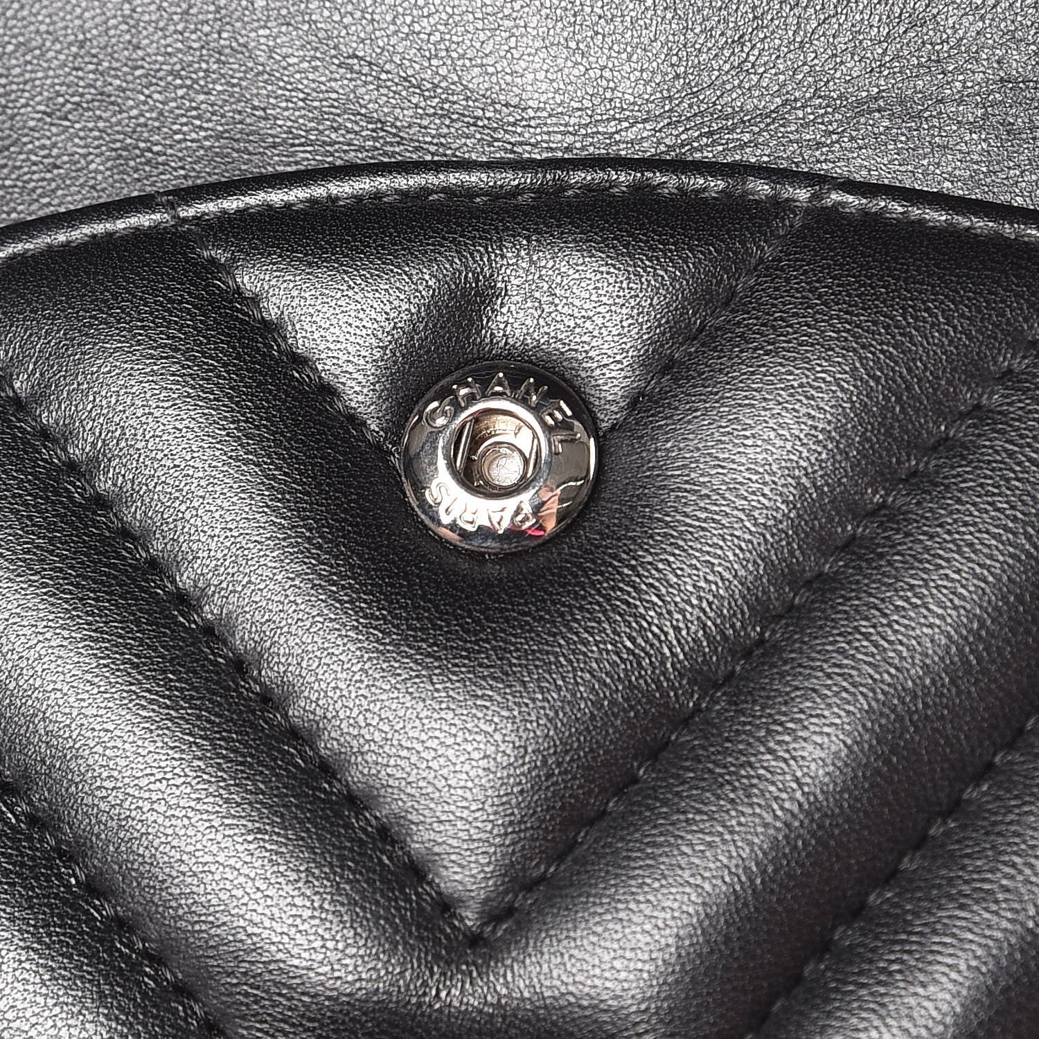 Chanel Lambskin Chevron Quilted Medium Double Flap So Black 8 of 10