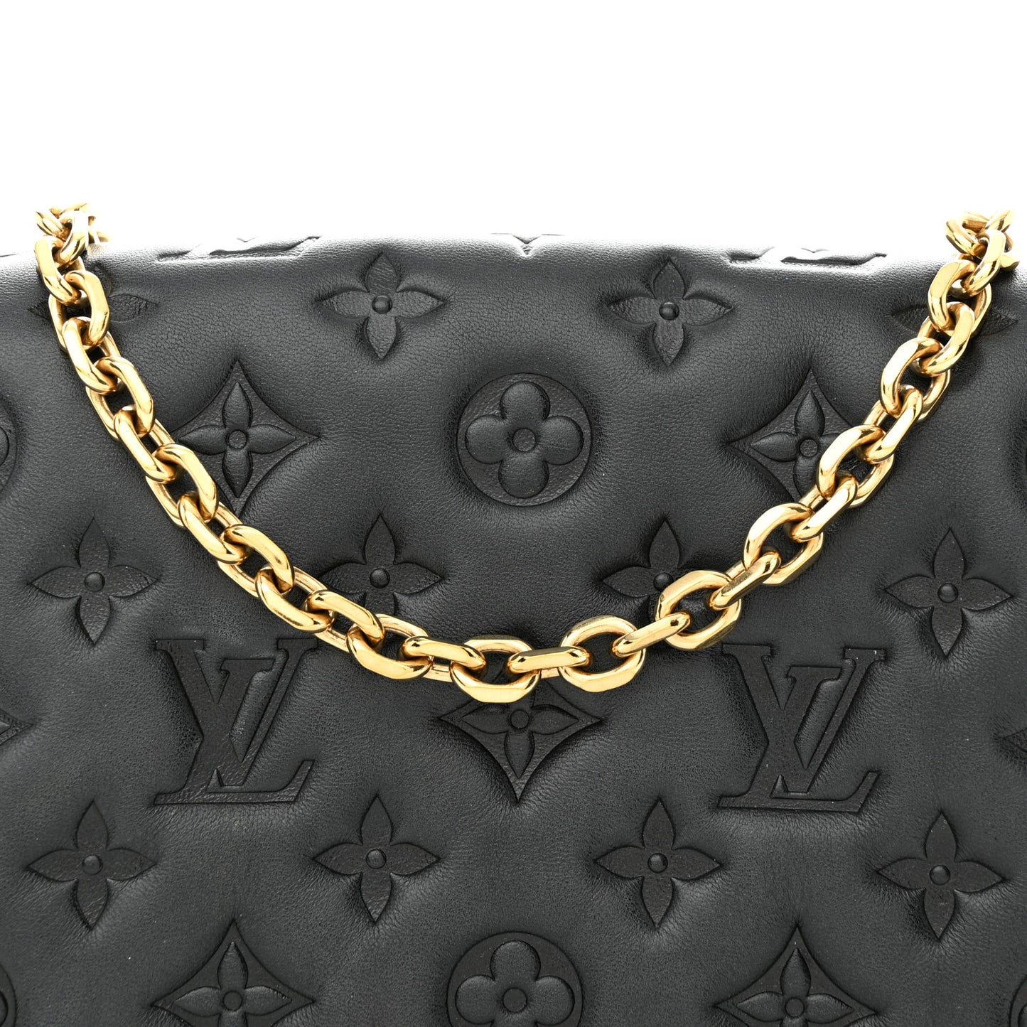 Lambskin Embossed Monogram Pochette Coussin Black