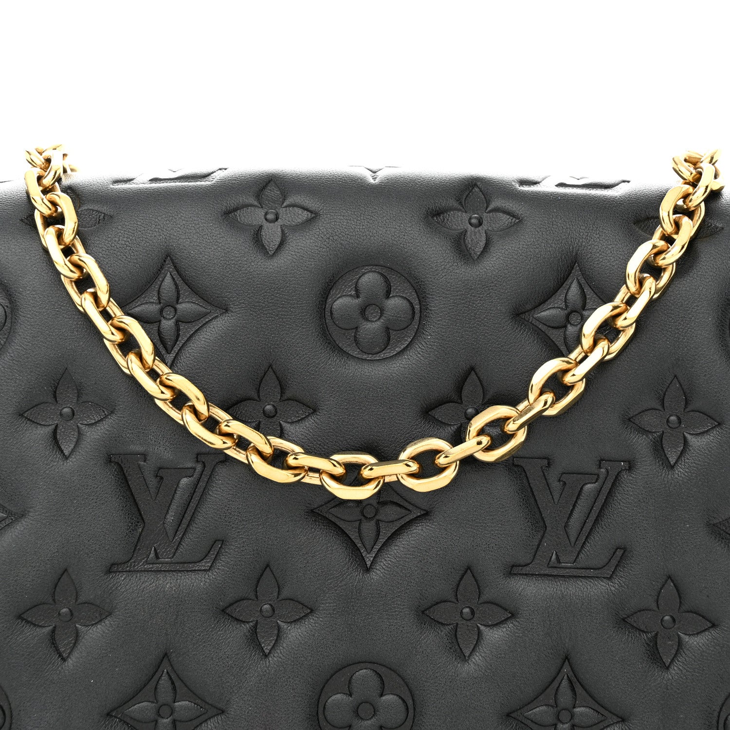 Louis Vuitton Lambskin Embossed Monogram Pochette Coussin Black 8 of 11