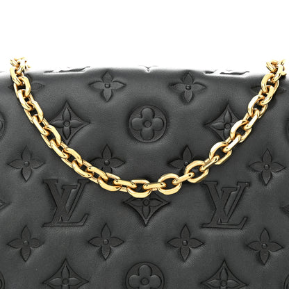 Louis Vuitton Lambskin Embossed Monogram Pochette Coussin Black 8 of 11