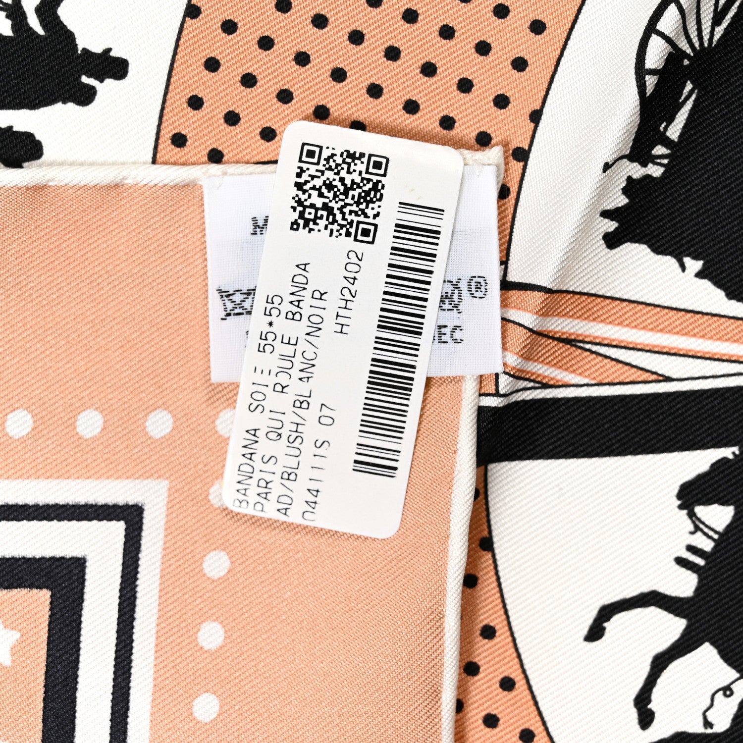 Hermes Silk Paris Qui Roule Bandana Scarf 55 Blush White Black 3 of 4