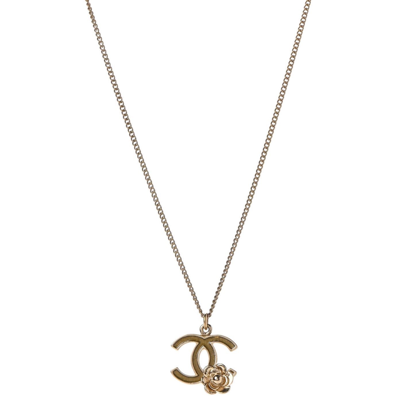 Resin CC Camellia Flower Necklace Gold