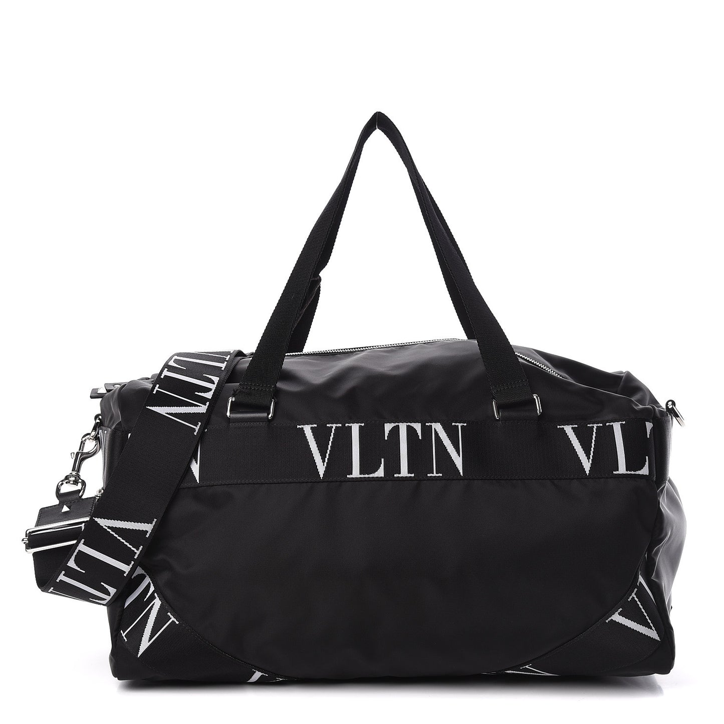 Nylon Ribbon VLTN Duffle Bag Black