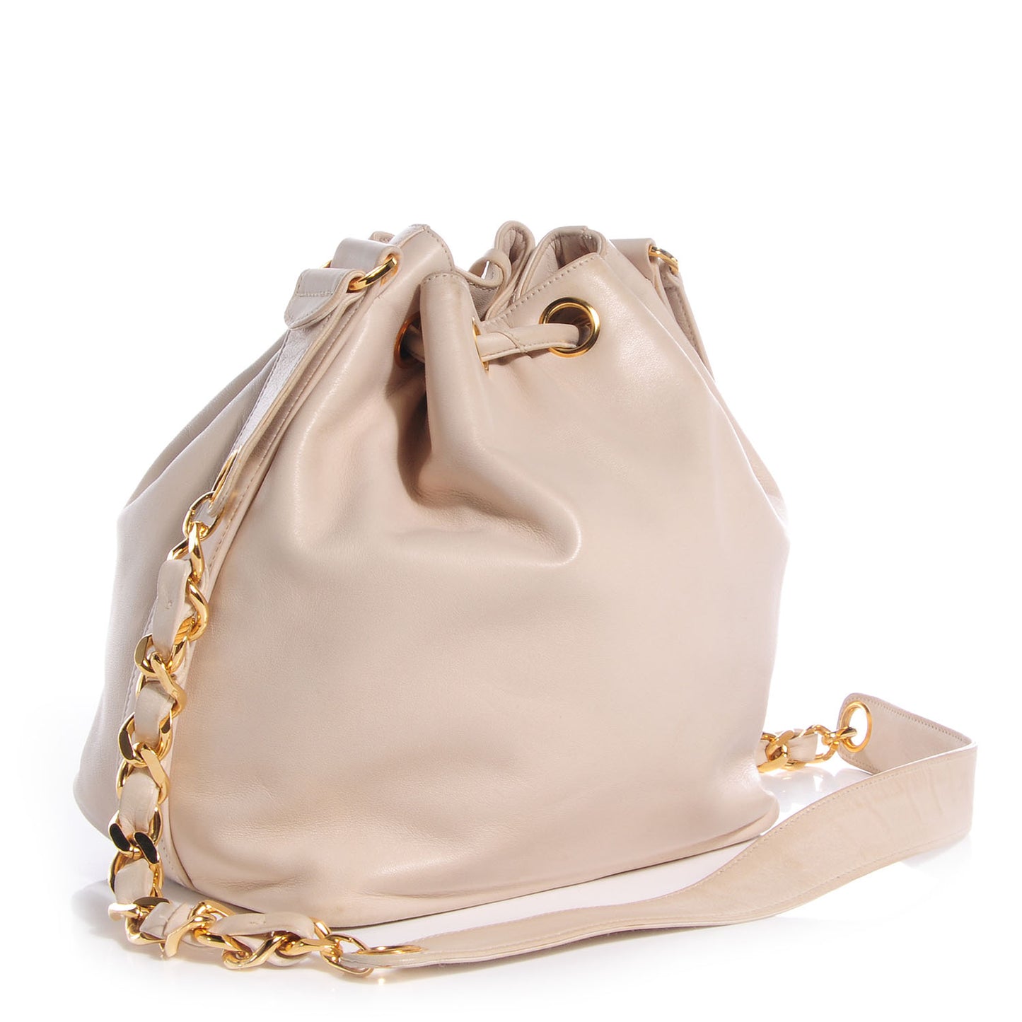 Lambskin Drawstring Bag Beige