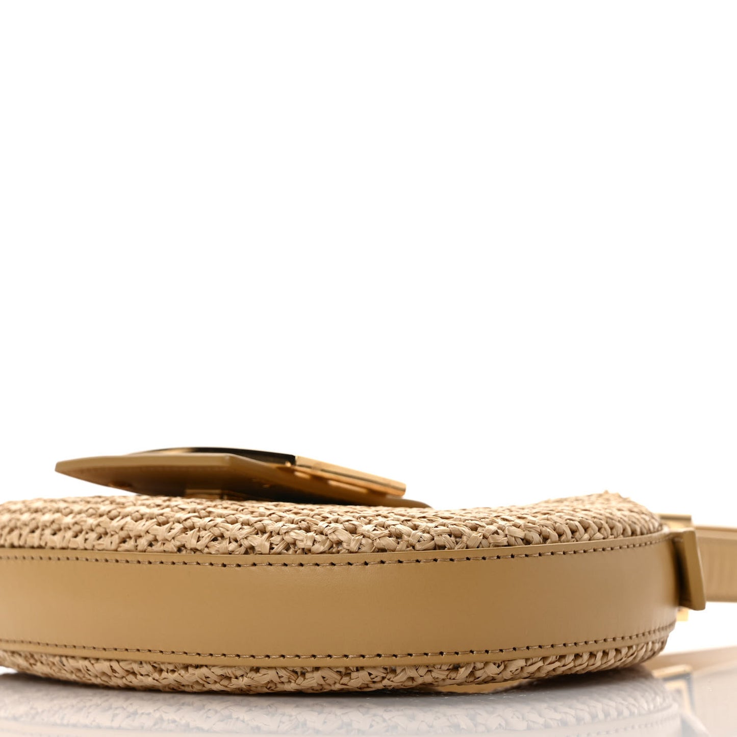 Raffia Vitello King Mini Cookie Hobo Bag Naturale Sahara