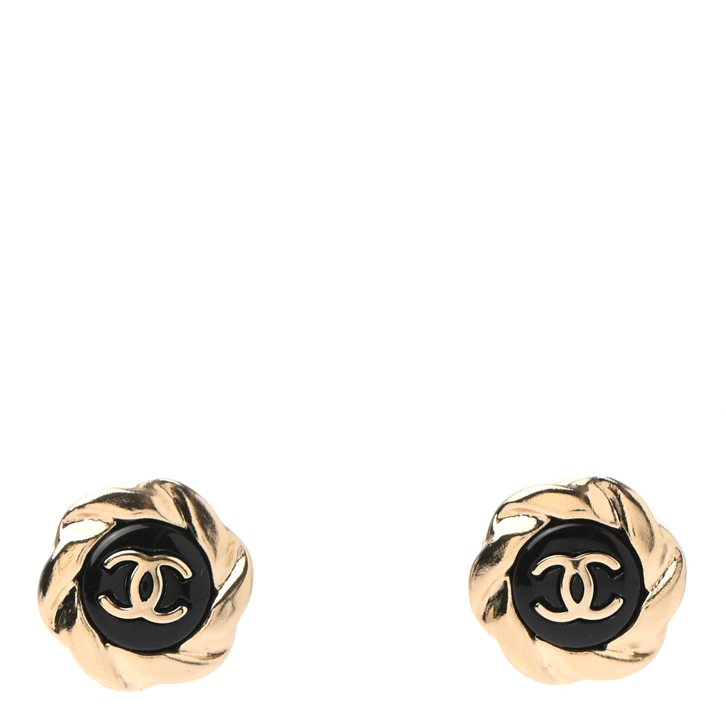 Metal CC Earrings Gold Black