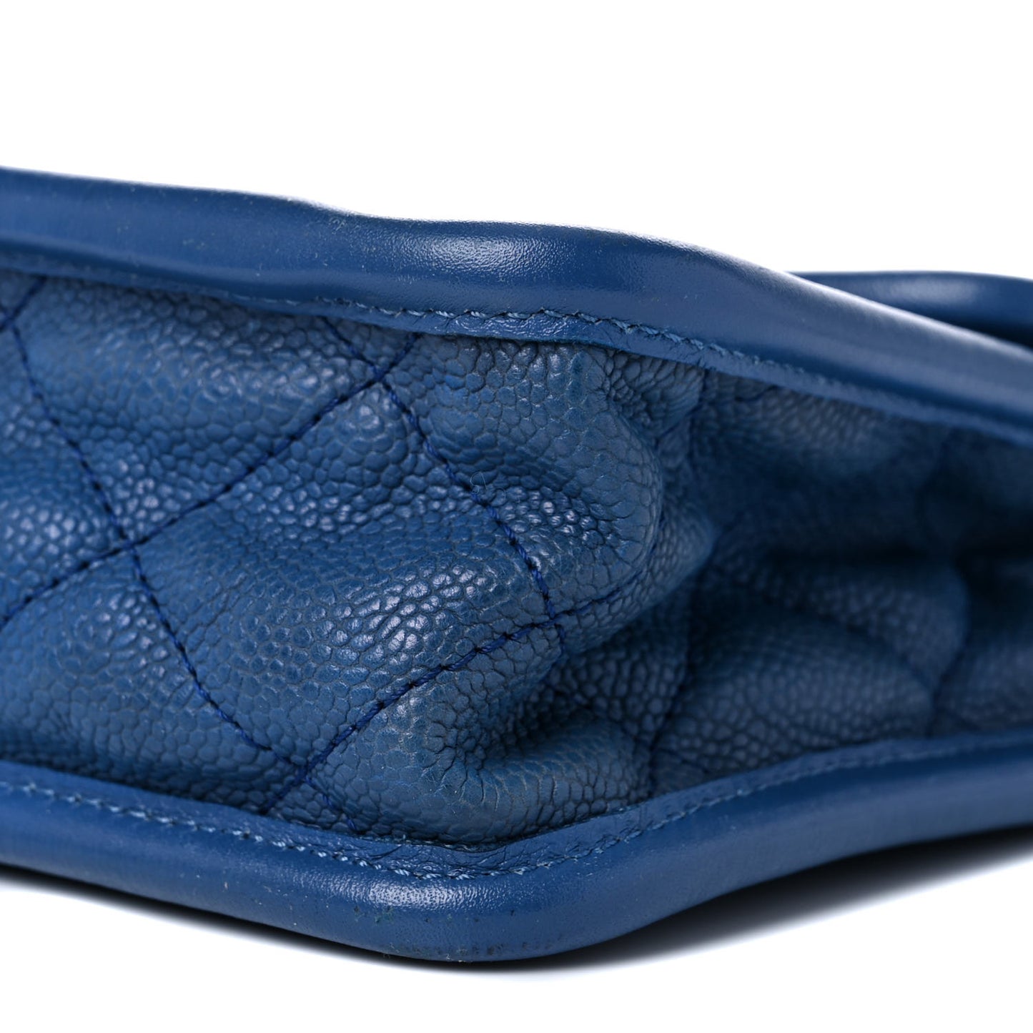 Caviar Quilted Large French Riviera Flap Blue