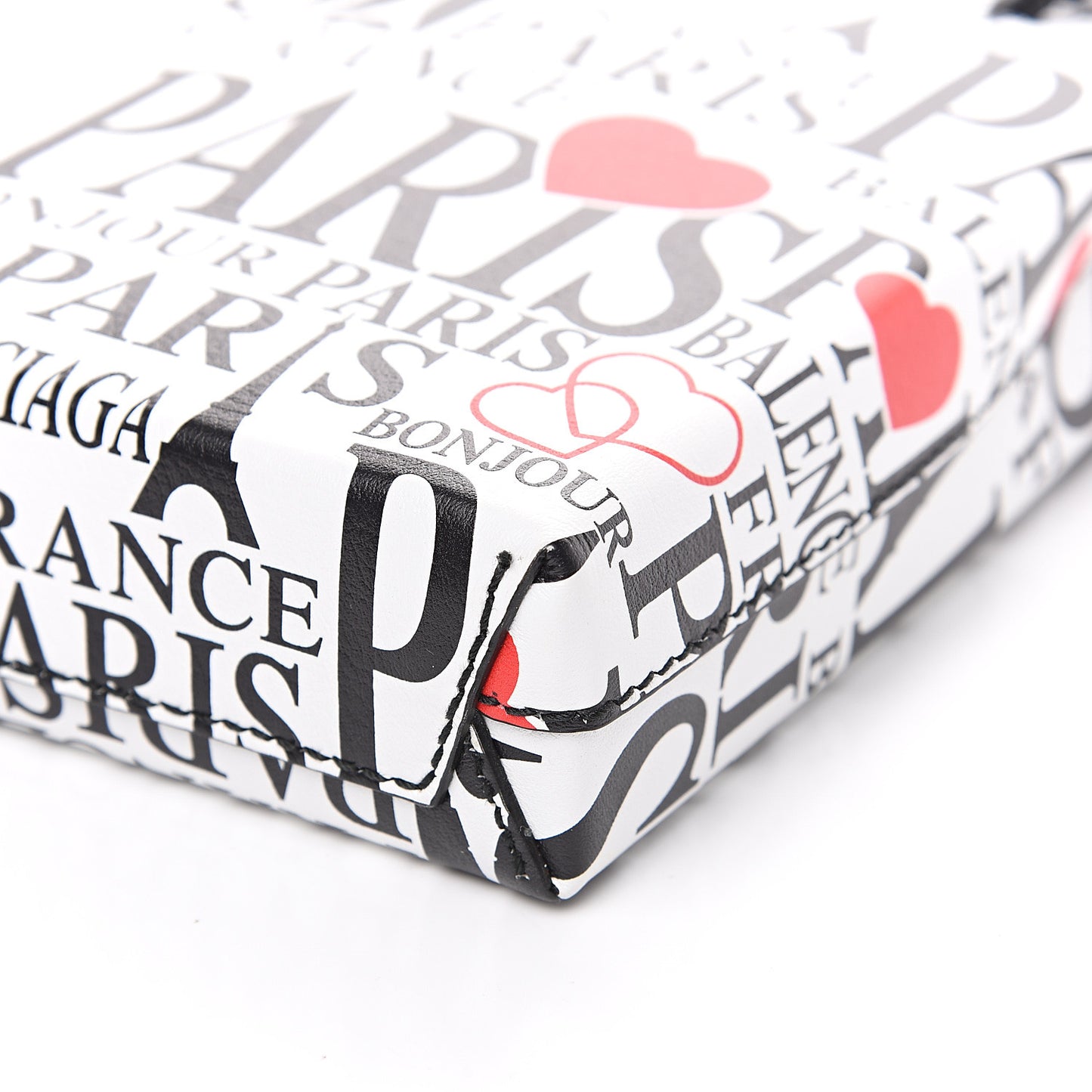 Calfskin Bonjour Paris Print Shopping Phone Holder Bag Paris Bonjour
