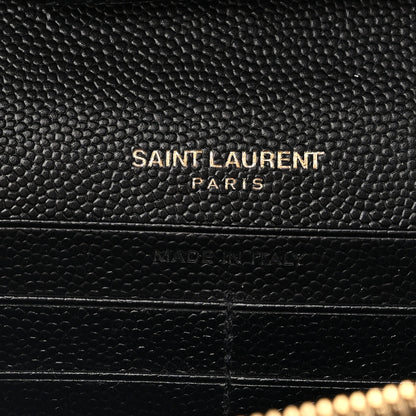 Saint Laurent Grain De Poudre Mixed Matelasse Triquilt Monogram Chain Wallet Black 6 of 11