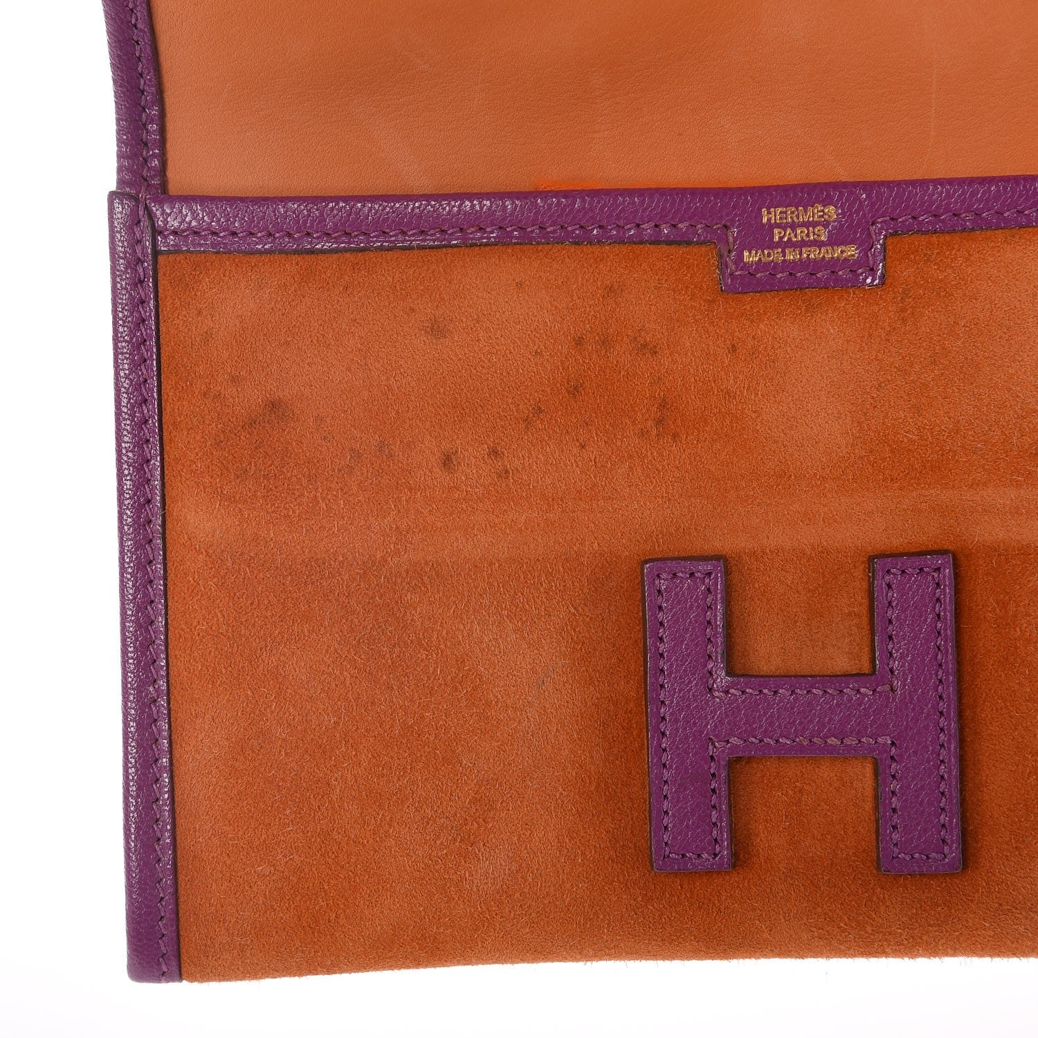 Hermes Veau Doblis Suede Chevre Mysore Mini 20 Jige Clutch Orange Cyclamen 5 of 13