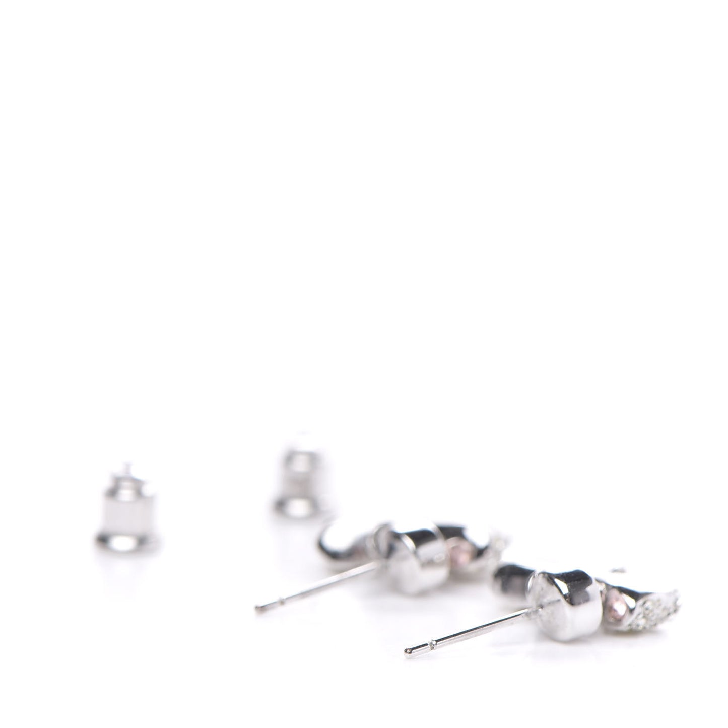 Crystal Bow D Earrings Silver Pink