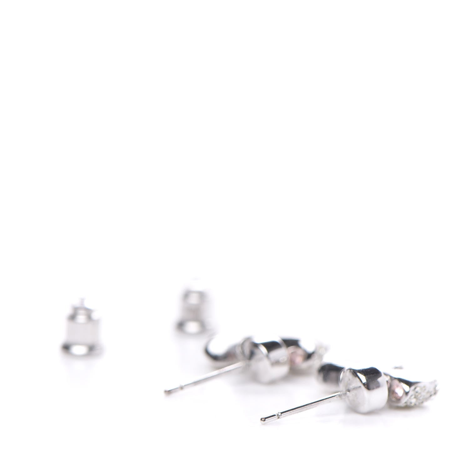 Christian Dior Crystal Bow D Earrings Silver Pink 3 of 3