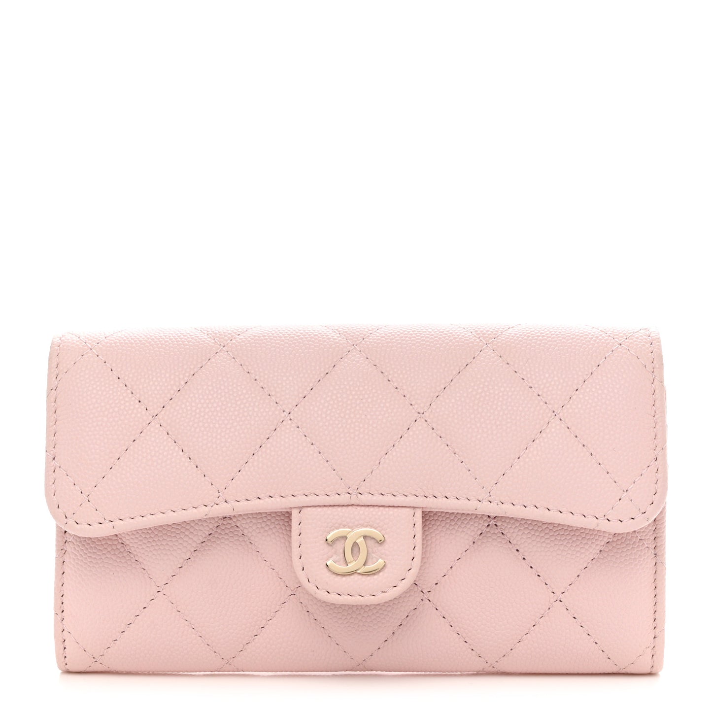 Caviar Quilted Medium Flap Wallet Light Pink