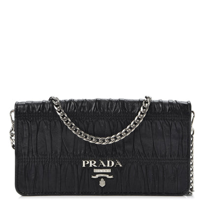 Prada Nappa Gaufre Wallet On Chain Black 1 of 12