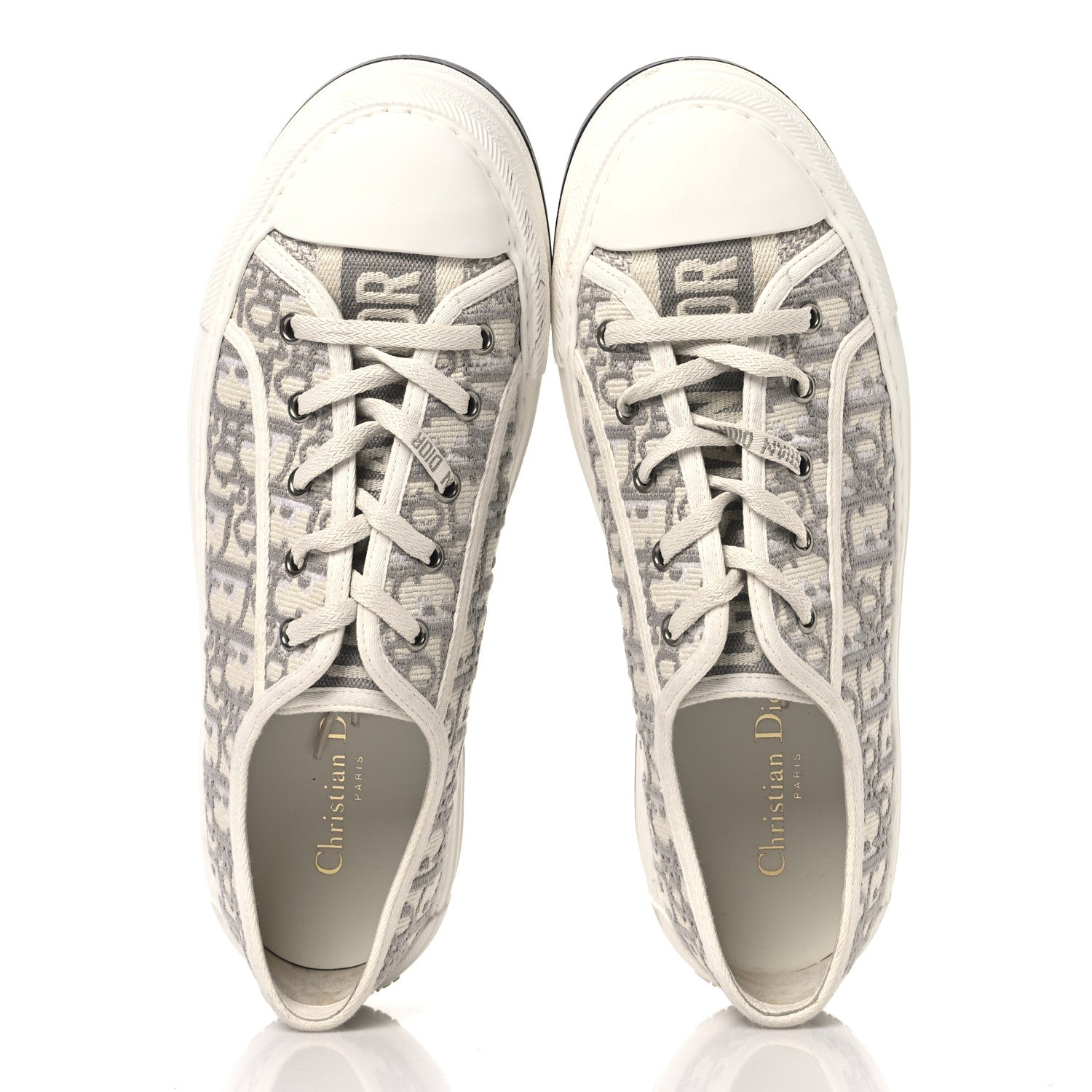 Christian Dior Canvas Oblique Walk'N'Dior Low Top Platform Sneakers 41 Stone Grey 2 of 9