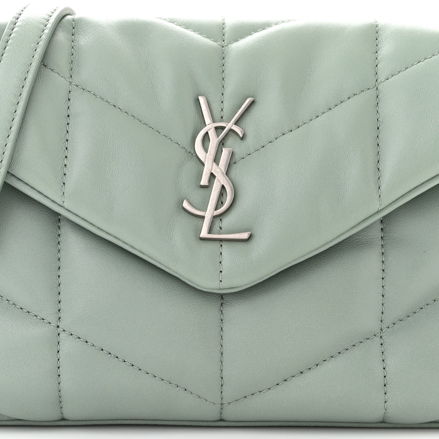 Saint Laurent Lambskin Quilted Toy Loulou Puffer Monogram Chain Satchel Mint 8 of 11