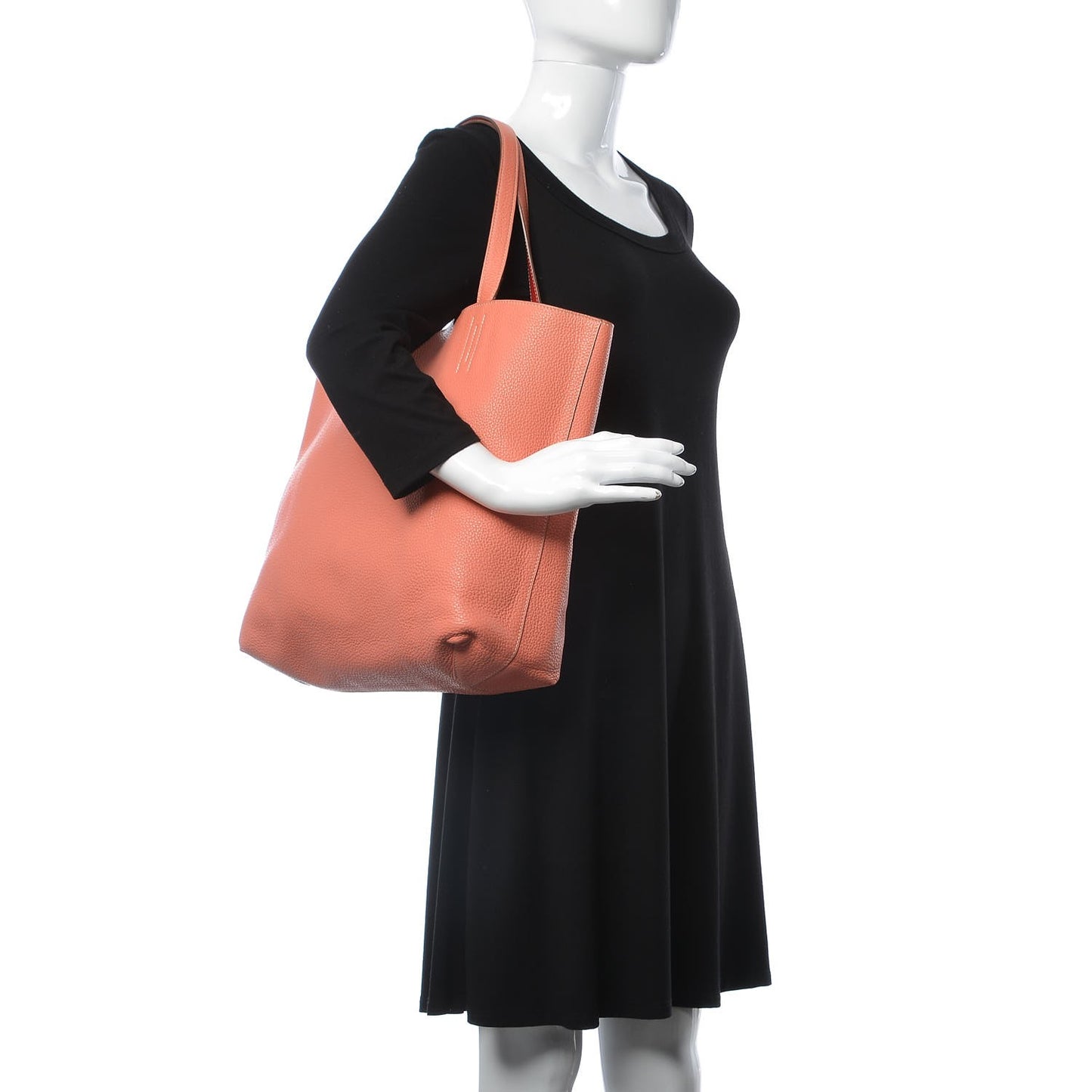 Taurillon Clemence Double Sens 45 Reversible Tote Rouge Casaque Crevette