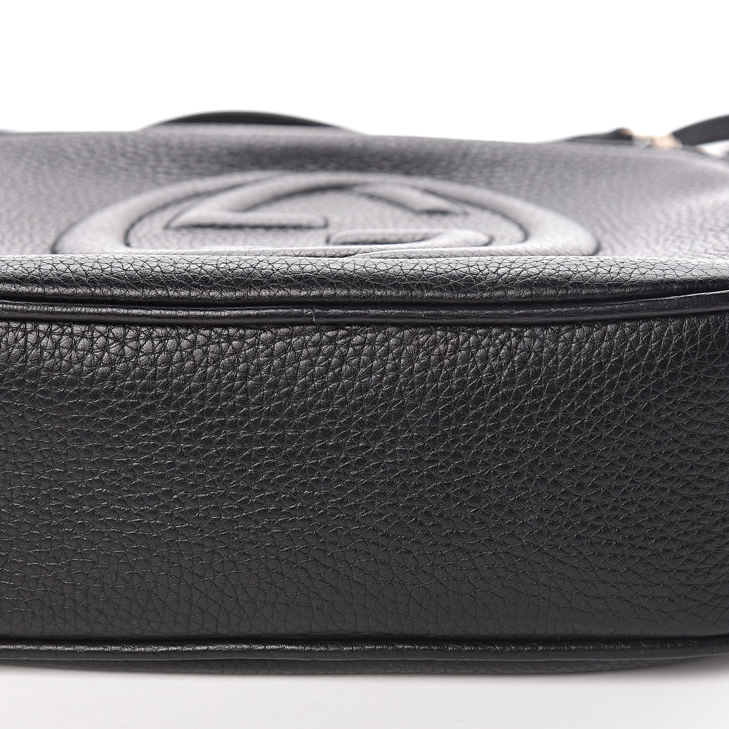 Pebbled Calfskin Small Soho Disco Bag Black