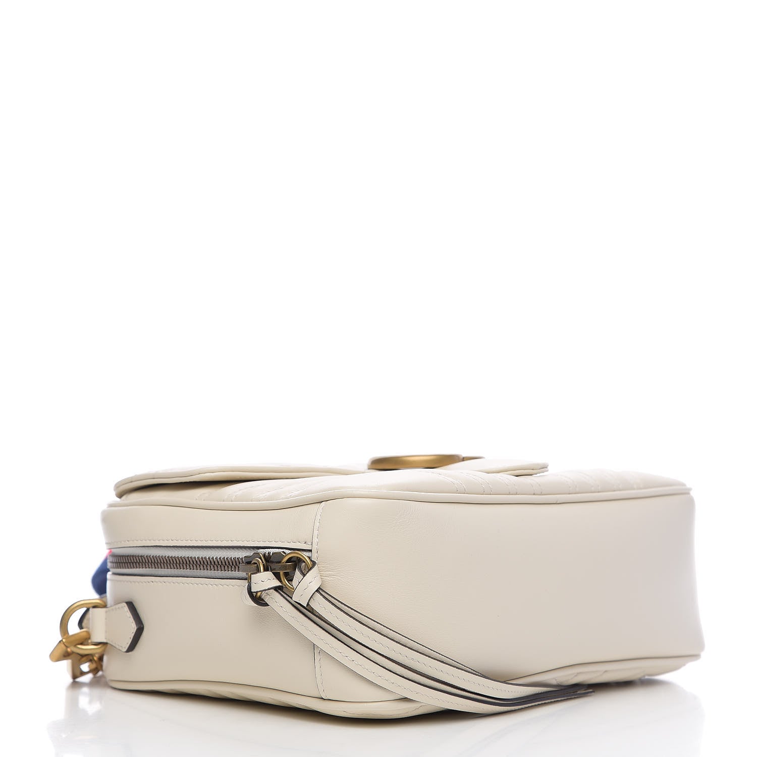Gucci Calfskin Matelasse Sylvie Web Small GG Marmont Top Handle Shoulder Bag White 3 of 9