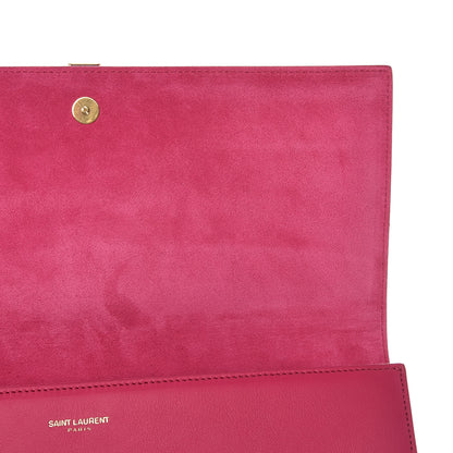 Saint Laurent Calfskin Classic Y Ligne Clutch Fuchsia 8 of 11