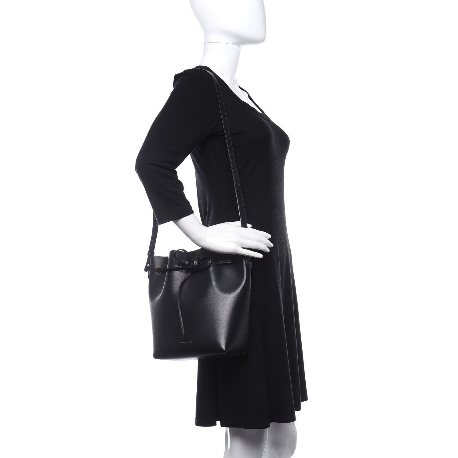 Mansur Gavriel Vegetable Tanned Calfskin Mini Bucket Bag Black Oro 3 of 9