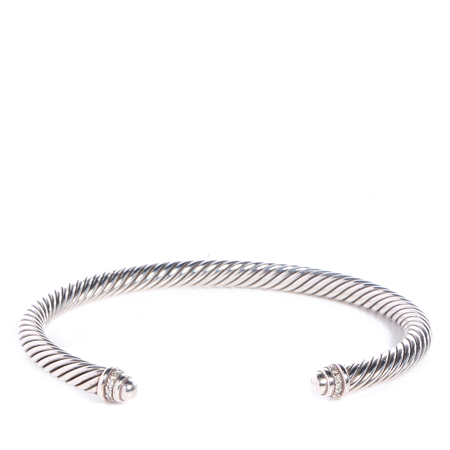 David Yurman Sterling Silver Diamond 5mm Cable Classics Cuff 1 of 5