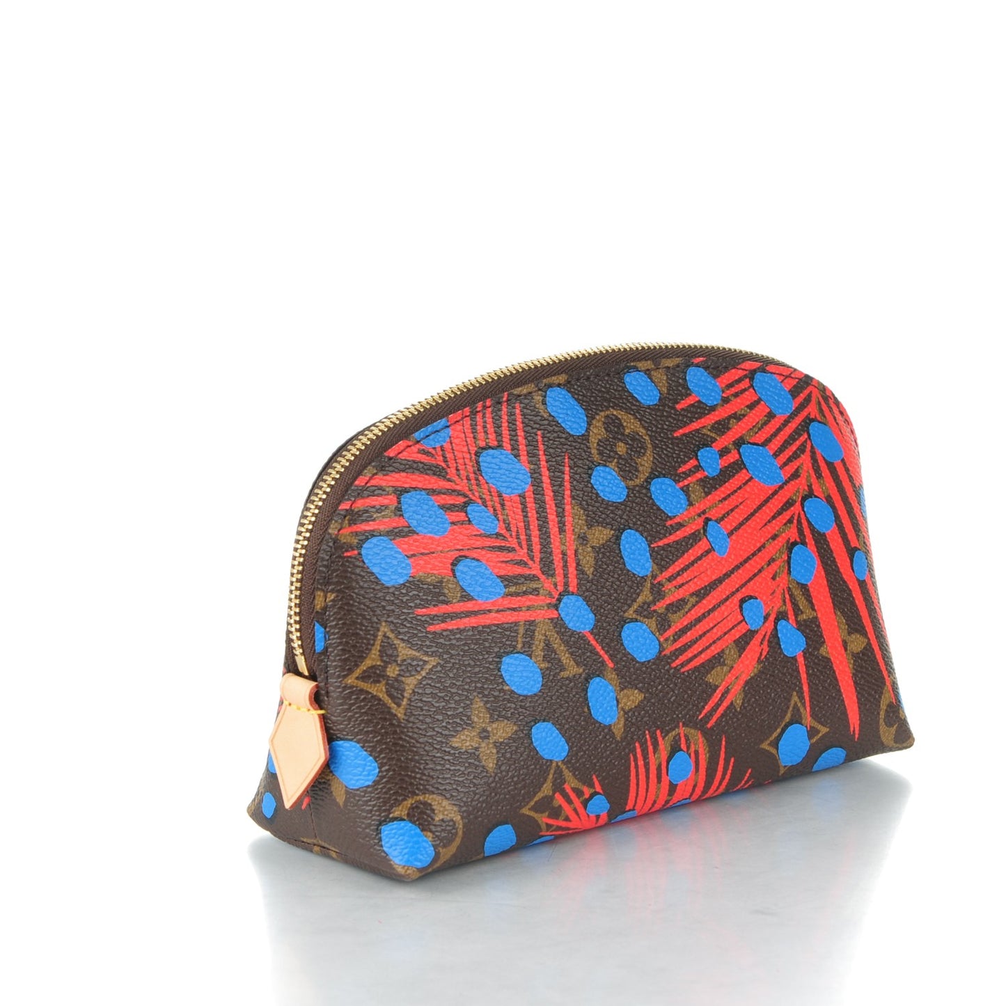Monogram Jungle Dots Cosmetic Pouch Coquelicot Denim