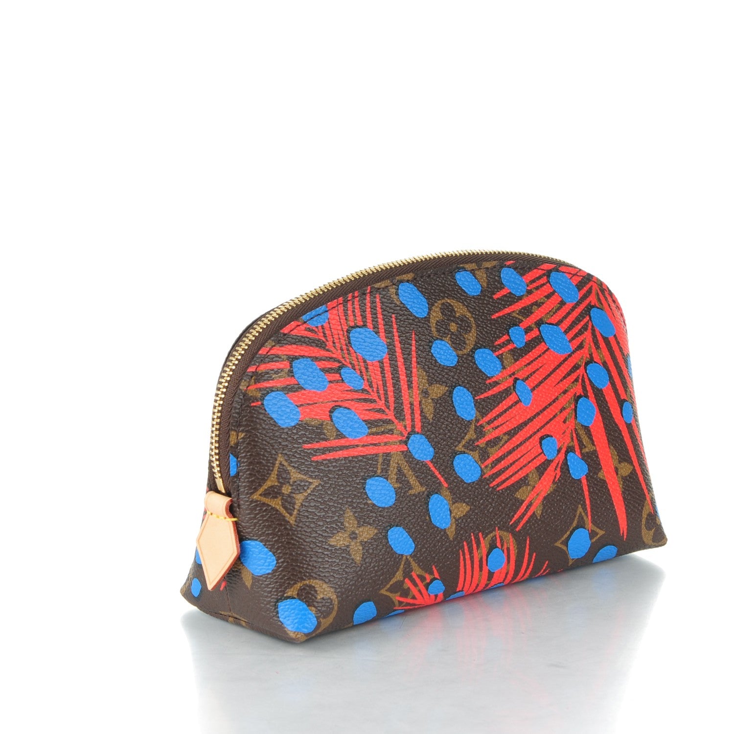 Louis Vuitton Monogram Jungle Dots Cosmetic Pouch Coquelicot Denim 3 of 7