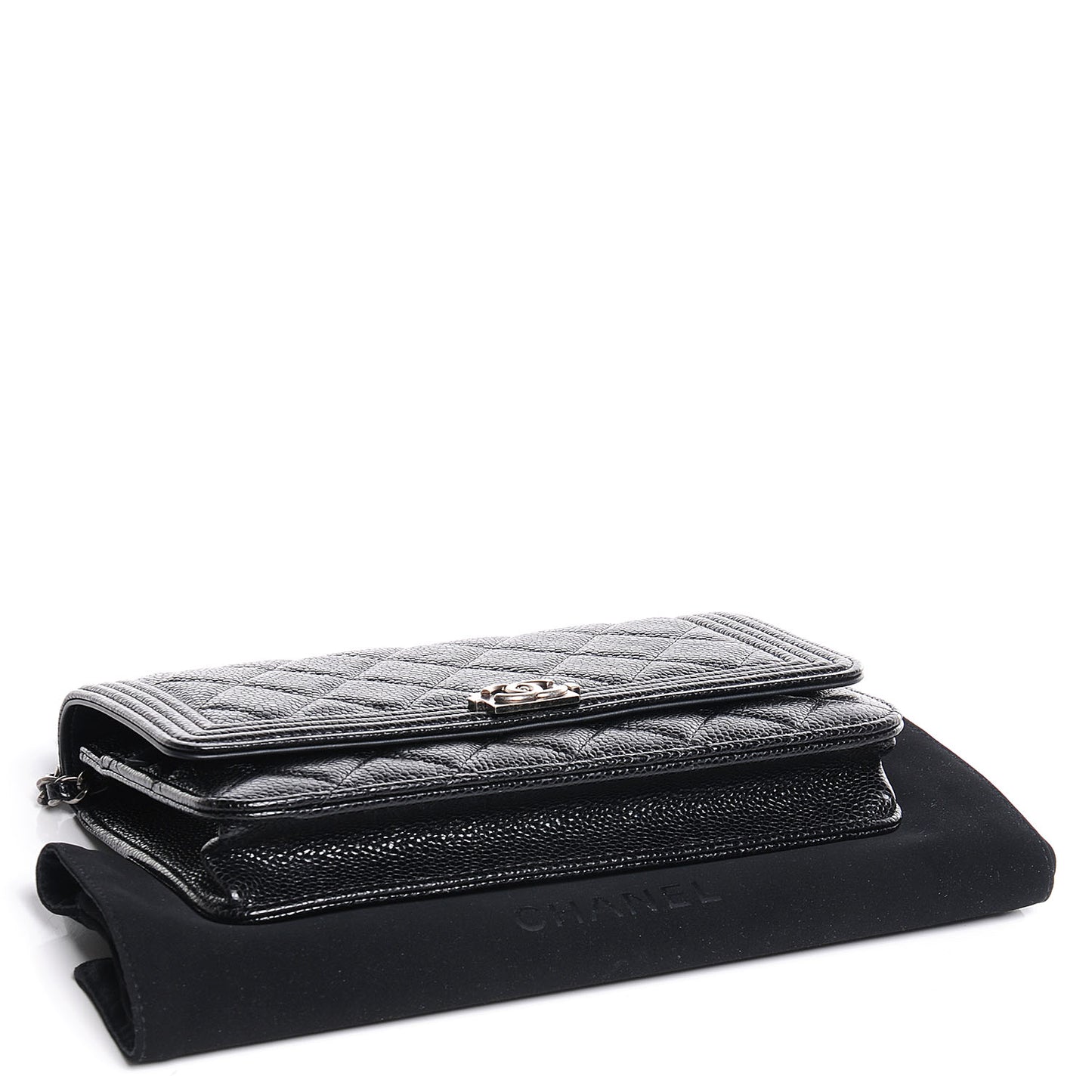 Caviar Quilted Boy Wallet On Chain WOC Black