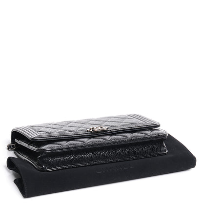 Chanel Caviar Quilted Boy Wallet On Chain WOC Black 4 of 8