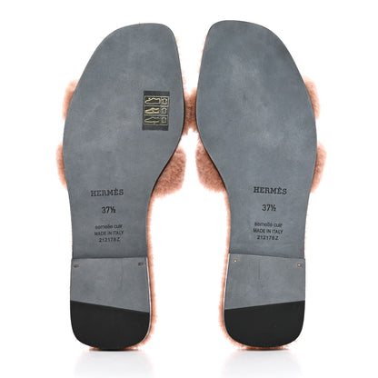 Hermes Woolskin Oran Sandals 37.5 Rose Aube 5 of 11
