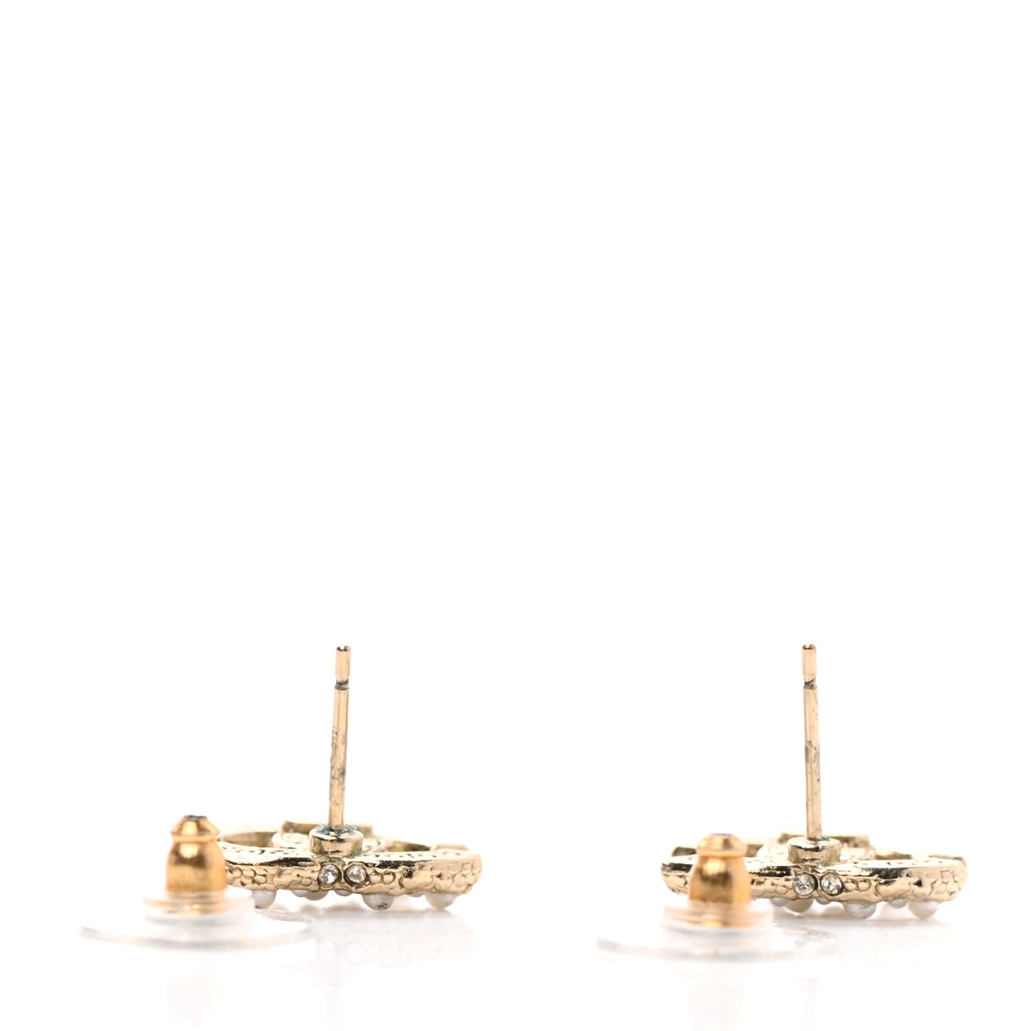 Pearl Crystal CC Earrings Gold