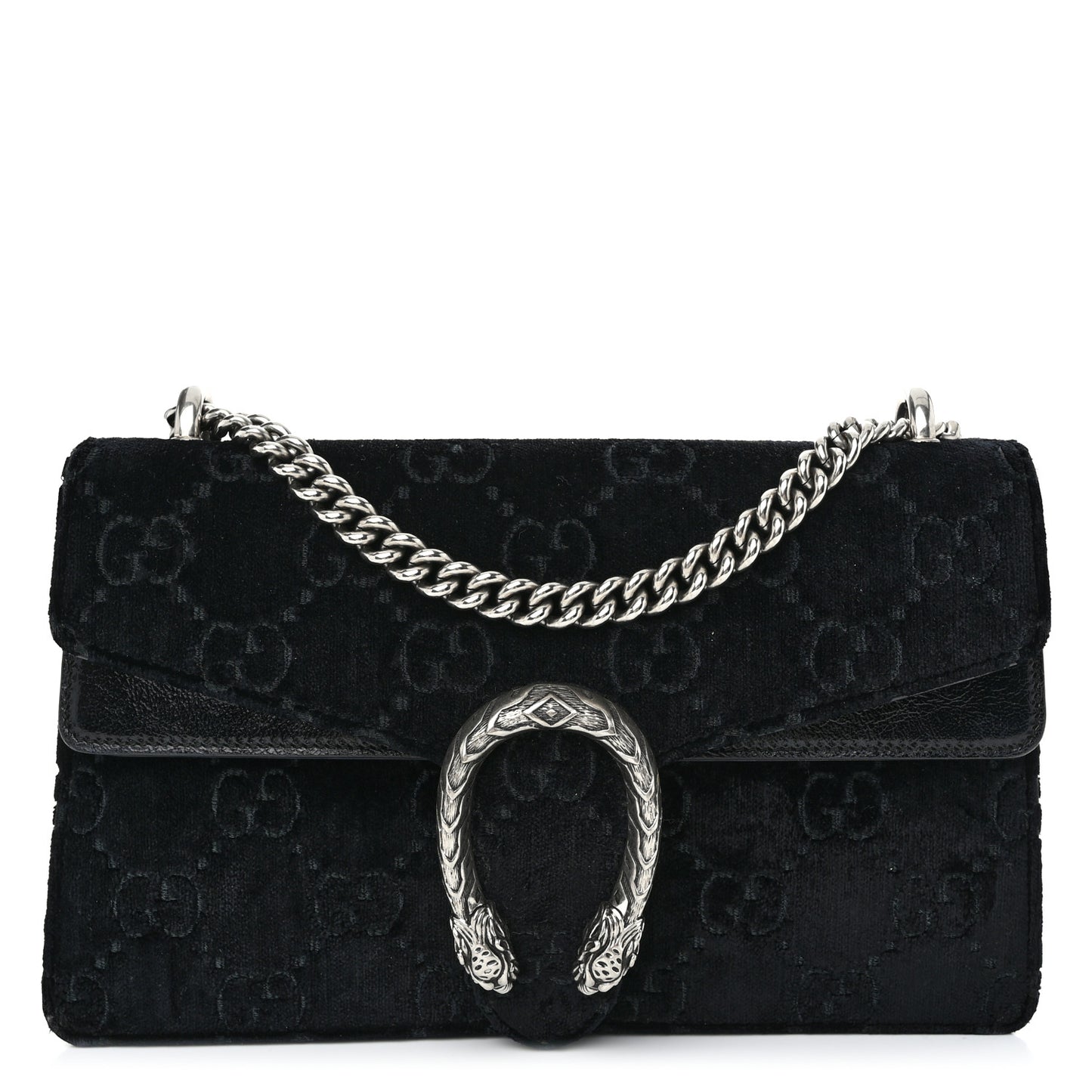 Velvet GG Monogram Small Dionysus Shoulder Bag Black