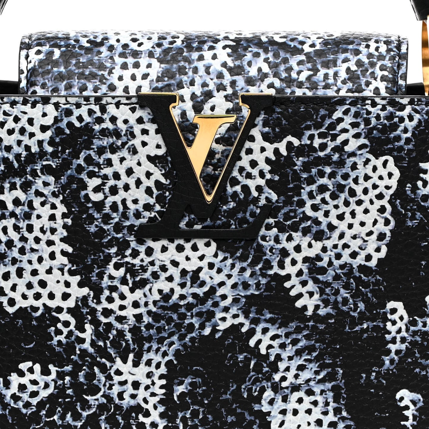 LV X YK Taurillon Infinity Net Capucines MM Black Blue