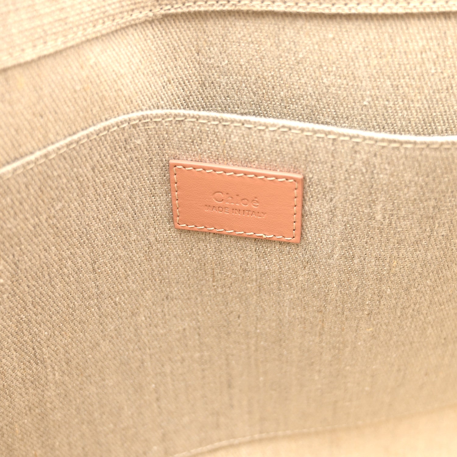 Chloe Linen Calfskin Medium Woody Ribbon Tote Wooden Orange 6 of 10