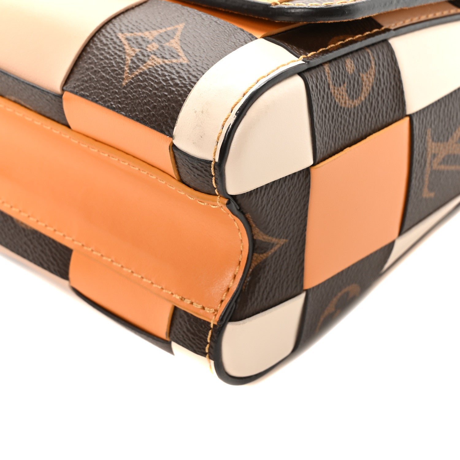 Louis Vuitton Calfskin Monogram Check Twist MM Beige White Orange 9 of 9