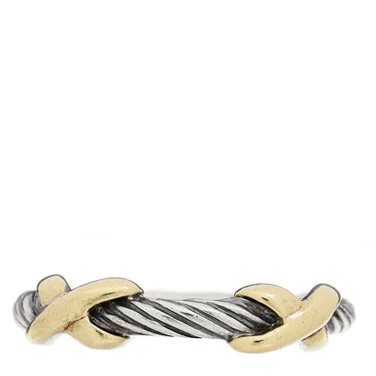 David Yurman Sterling Silver 14K Yellow Gold Double X Crossover Ring 52 6 1 of 5