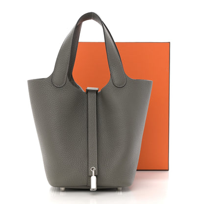 Hermes Taurillon Clemence Picotin Lock 18 PM Gris Meyer 11 of 11