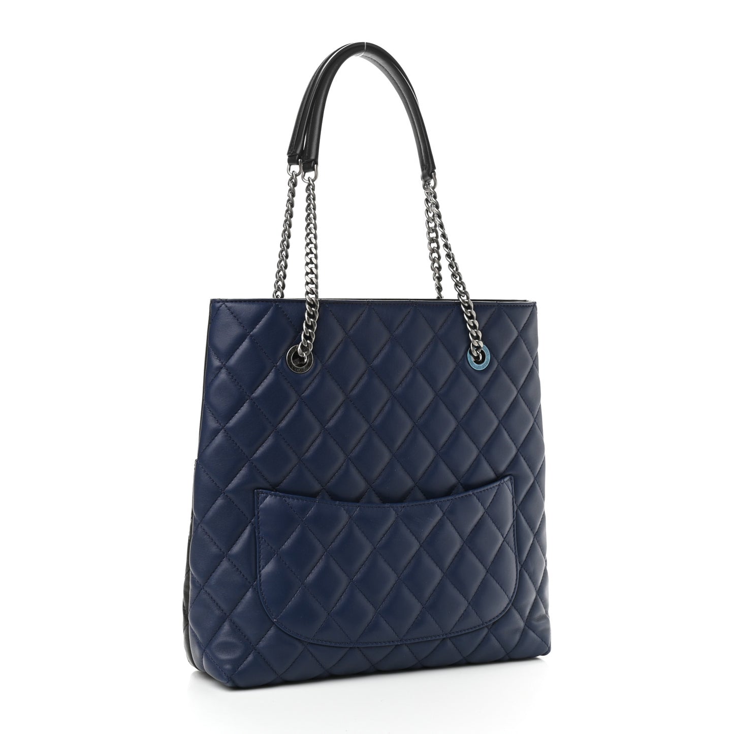 Lambskin Quilted Small Urban Delight Tote Black Blue