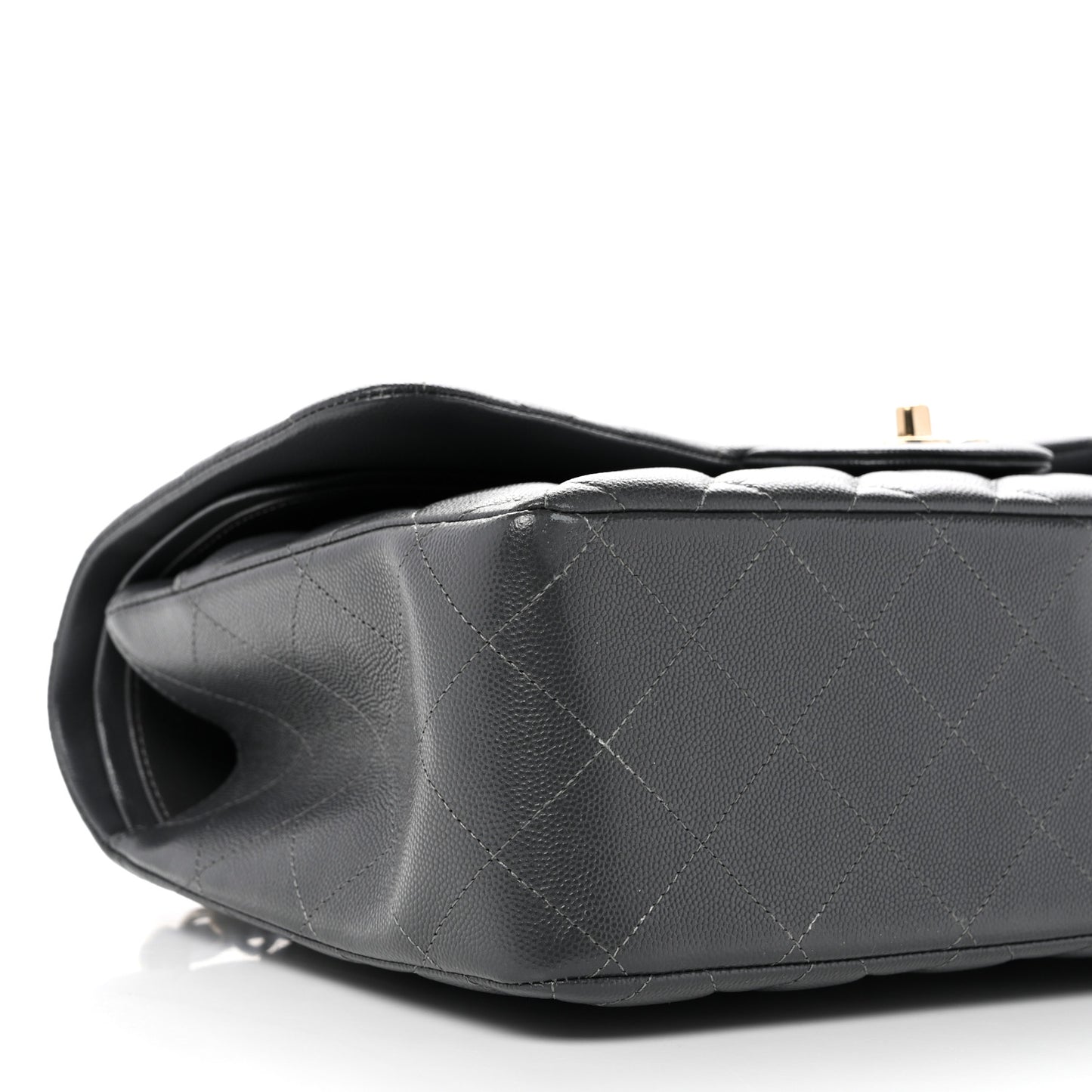 Caviar Quilted Jumbo Double Flap Dark Grey