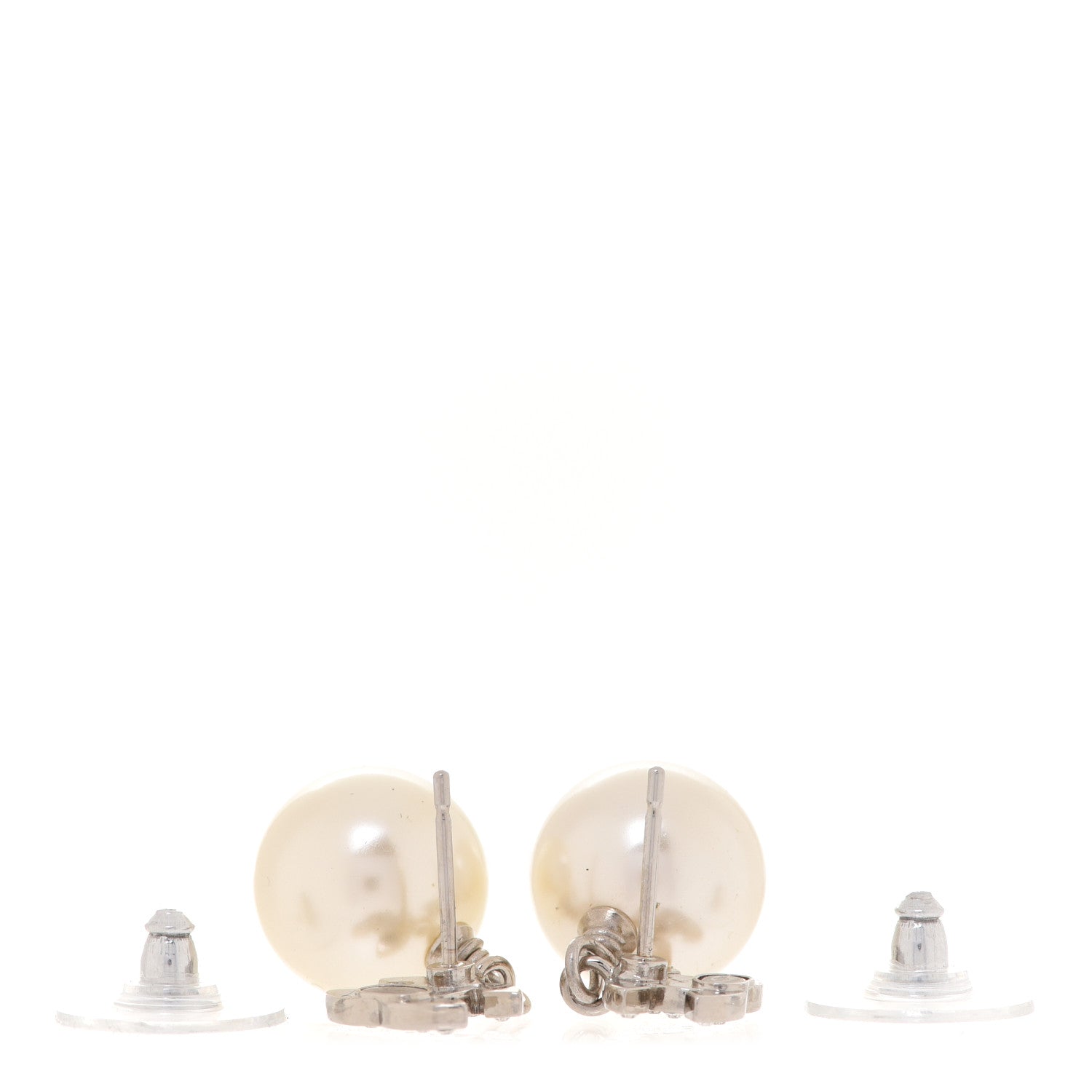 Chanel Crystal Pearl CC Drop Earrings Silver 3 of 5