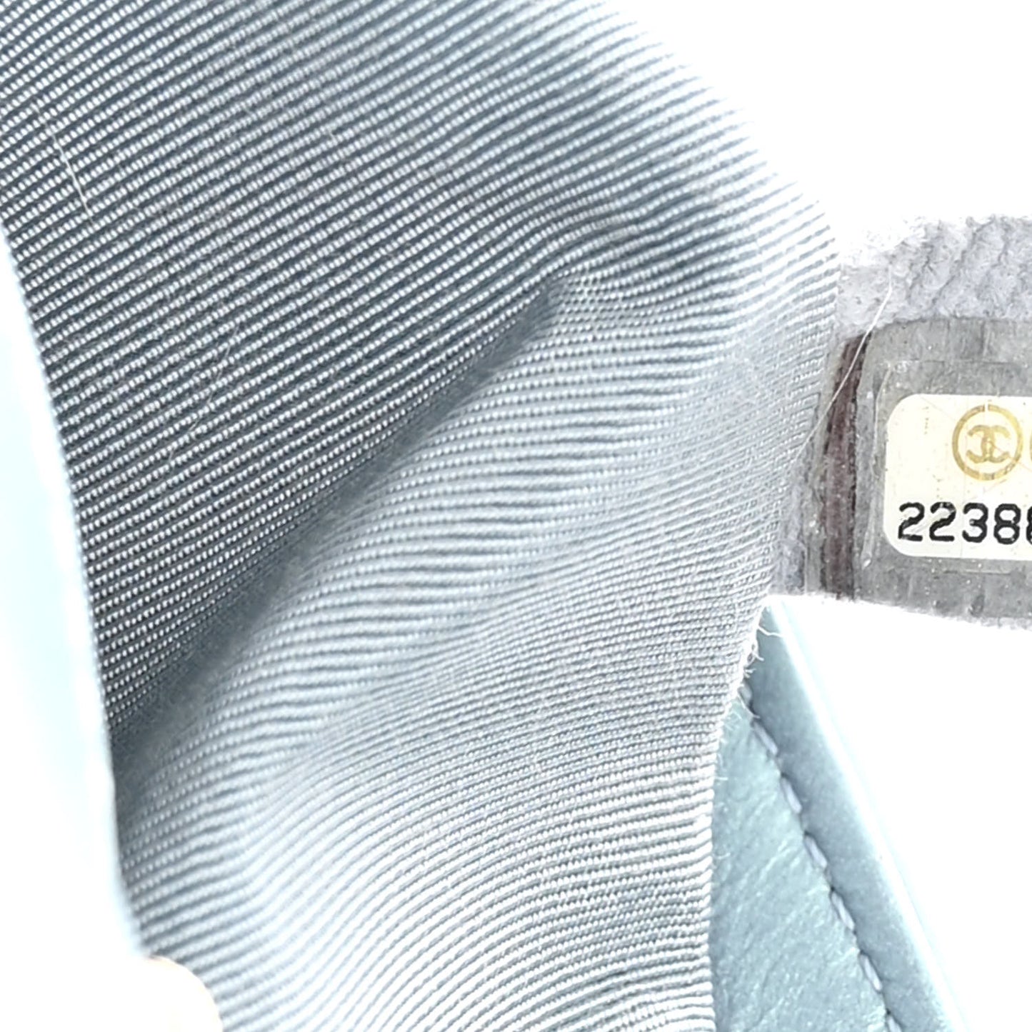 Iridescent Glazed Calfskin Quilted New Medium Boy Flap Light Blue