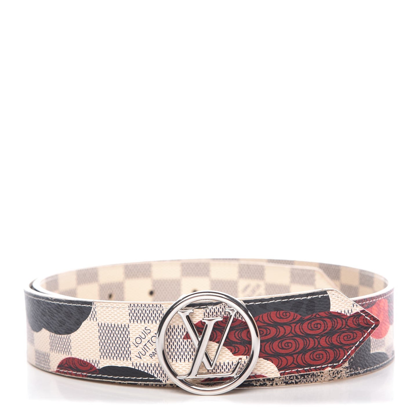 Damier Azur Patchwork Waves LV Circle Belt 80 35