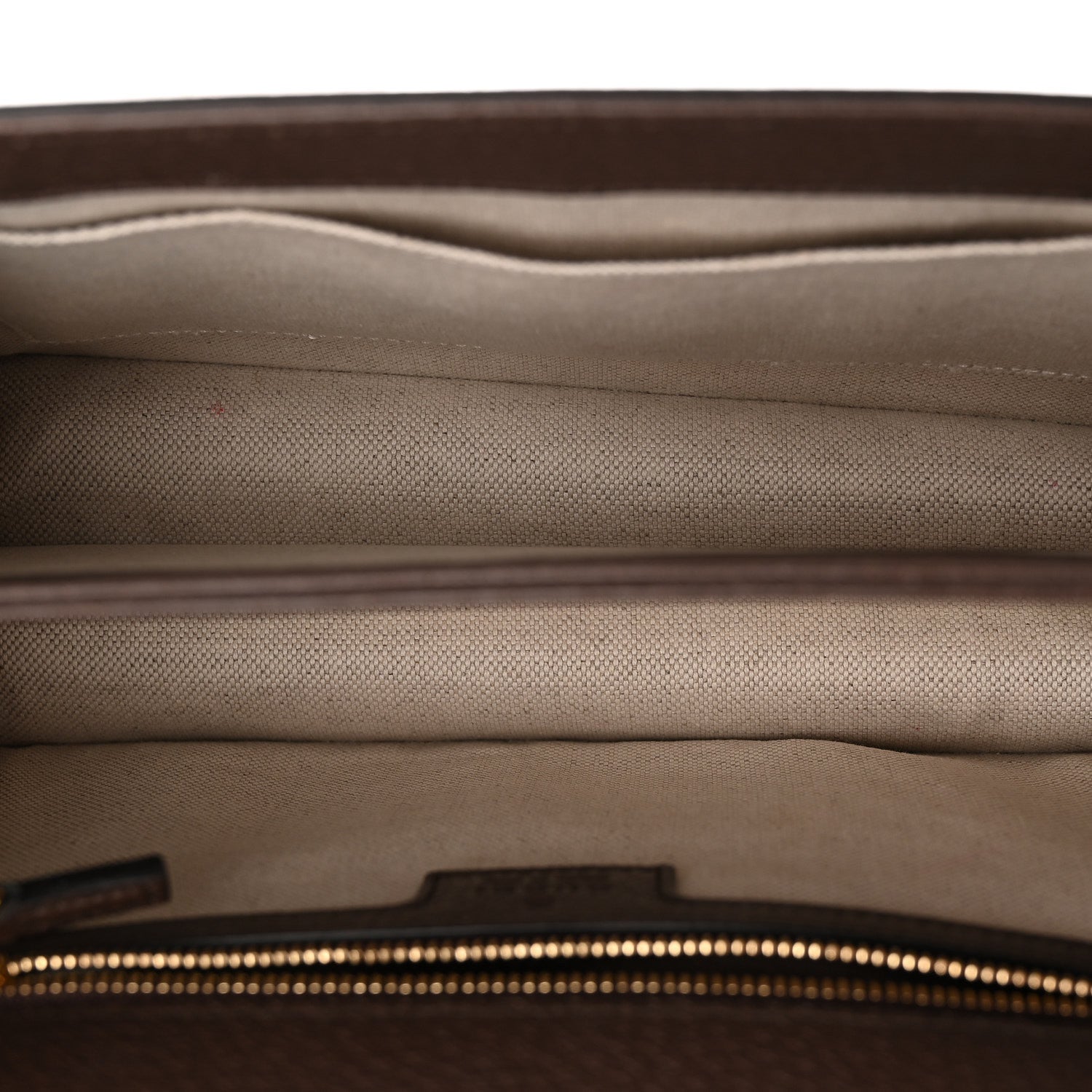 Gucci Monogram Jumbo GG Textured Dollar Calfskin Web Small Ophidia Padlock Top Handle Bag Camel Ebony New Acero 5 of 12