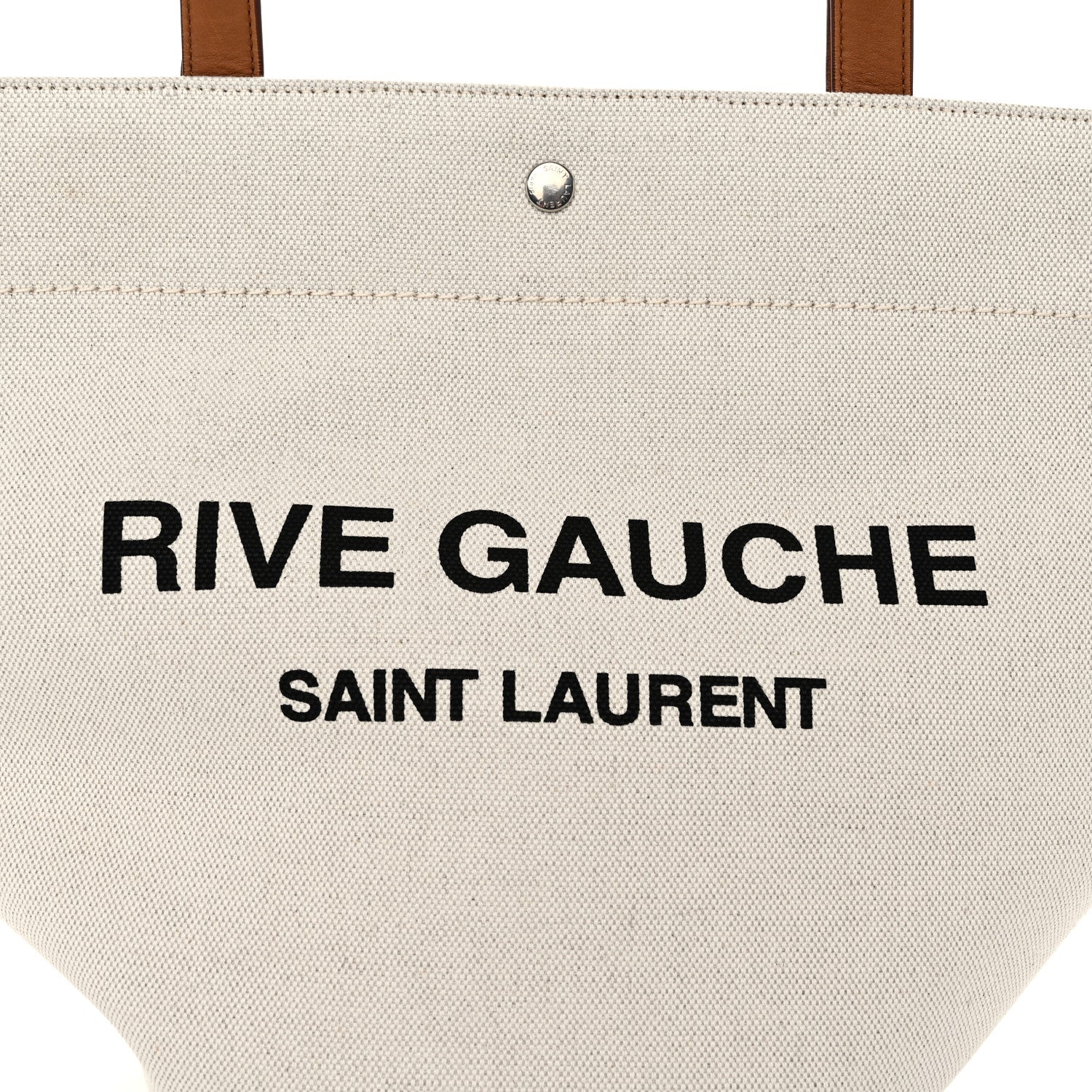 Saint Laurent Linen Calfskin Rive Gauche Tote Greggio Brick 7 of 9