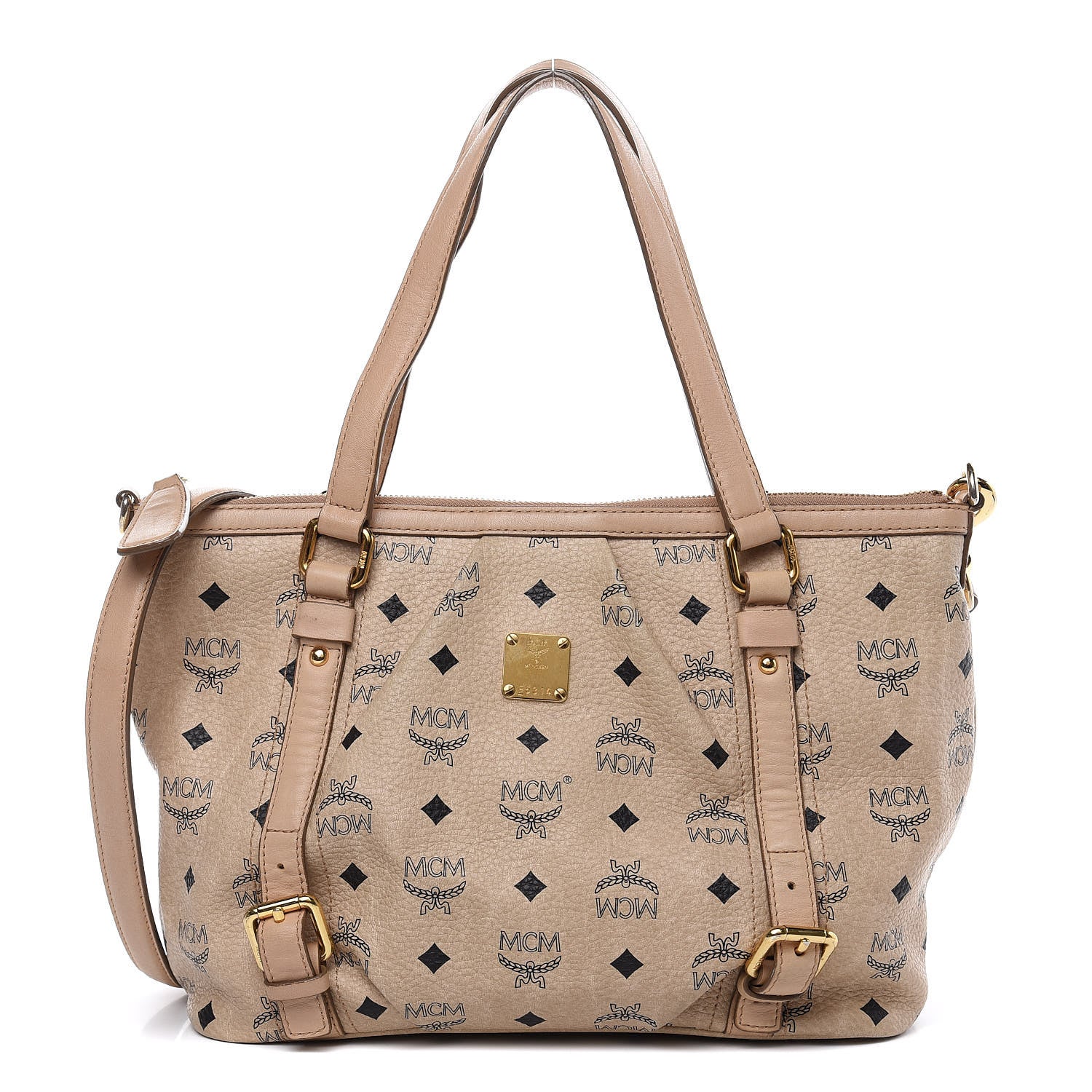 MCM Visetos Medium Essentials Shopper Tote Beige 1 of 17